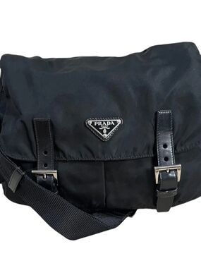 Prada Black Nylon Messenger Bag for Men